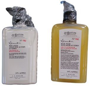 NEW!  CO BIGELOW GIFT BOX OF LEMON HAND WASH & LOTION 2 -  10oz BOTTLES